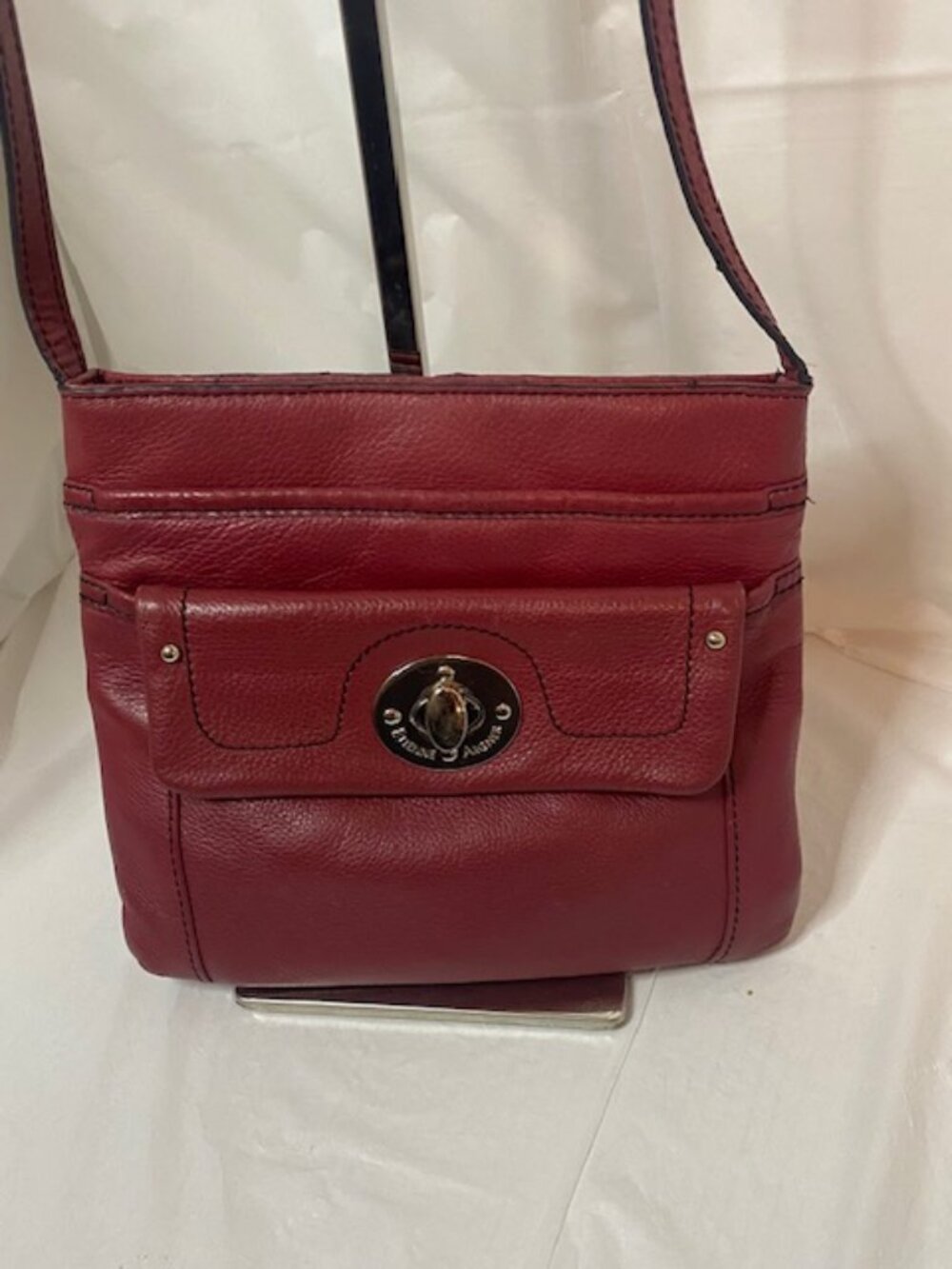 Etienne Aigner Merlot Red Leather Crossbody Purse Bag